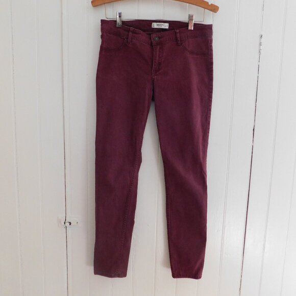 🦌 Abercrombie & Fitch Maroon Skinny Jeans Size 8 W29 - Picture 8 of 12